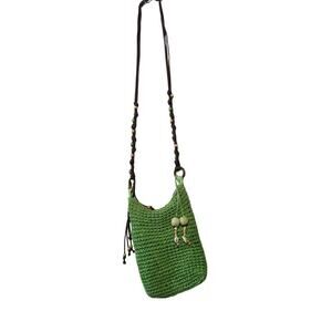 Sun and Sand Matcha Green Coastal Crush Straw Tote Crochet Beading Boho Beach